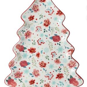 The Pioneer Woman Floral Christmas Tree Platter - Red and White